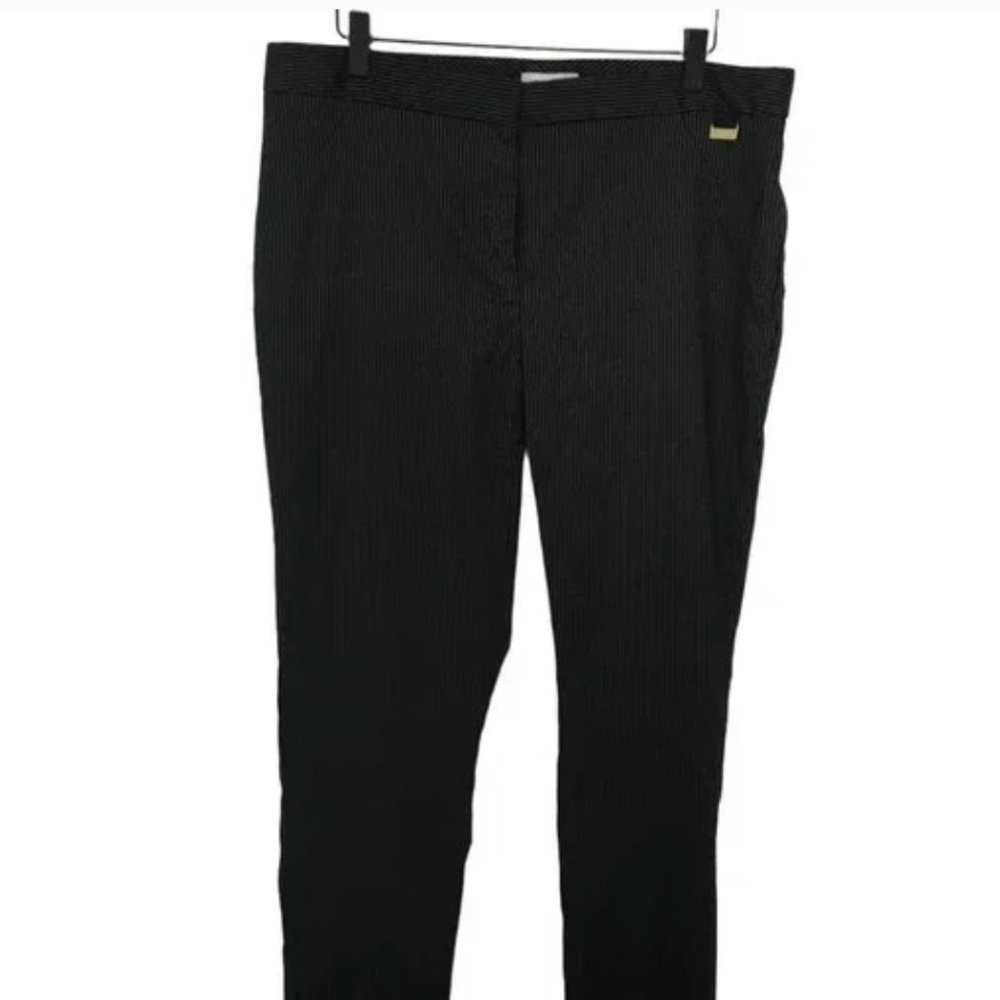 Calvin Klein Pinstripe Slim Fit Stretch Split Ankle Pants Yoga-like